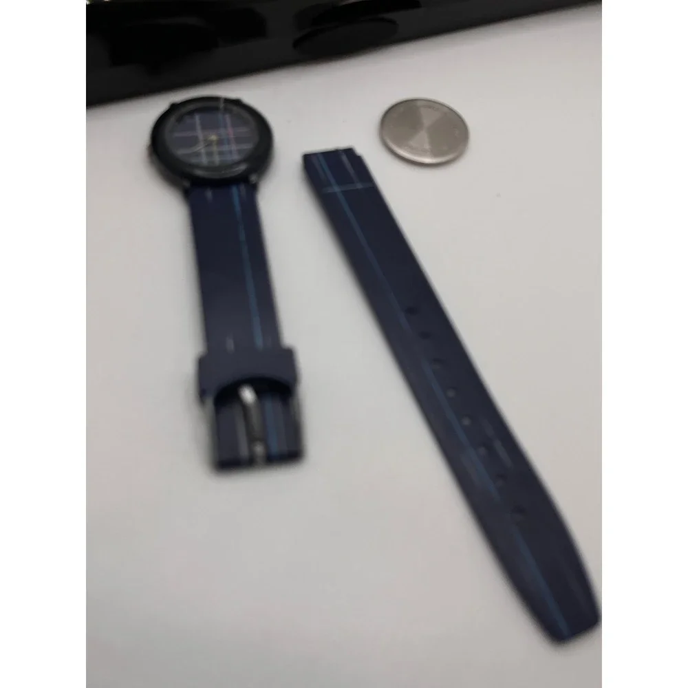 Colours by Alexander Julian Vintage Plaid Watch Navy Blue Acrylic Case Box READ